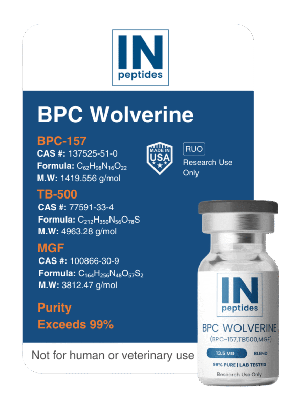 BPC Wolverine peptide blend for tissue repair and muscle recovery research