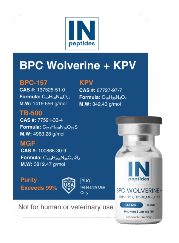 BPC Wolverine + KPV Peptide Blend for Tissue Repair and Inflammation Research