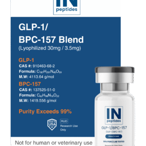 GLP-1 and BPC-157 blend lyophilized peptide vial 30mg for metabolism and tissue repair research