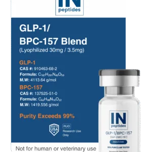 GLP-1 and BPC-157 blend lyophilized peptide vial 30mg for metabolism and tissue repair research