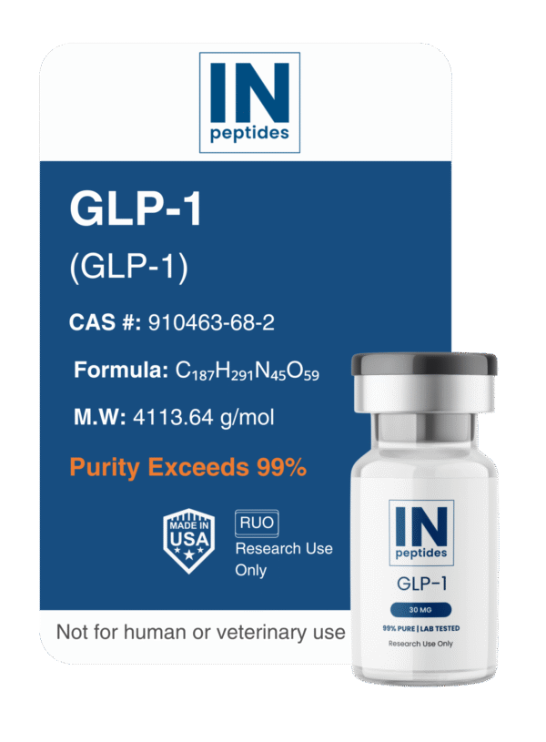 GLP-1 peptide vial 30mg for metabolic and appetite regulation research