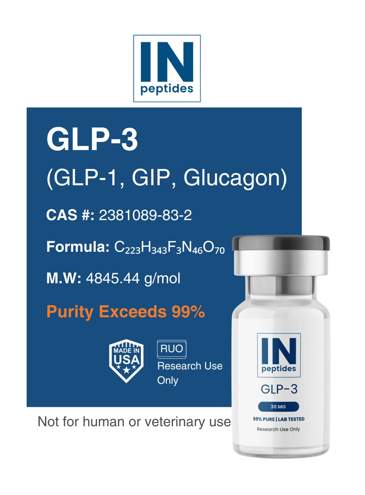 GLP-3 peptide vial for advanced metabolic and obesity research