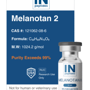 Melanotan 2 peptide vial for skin pigmentation, tanning, and sexual health research
