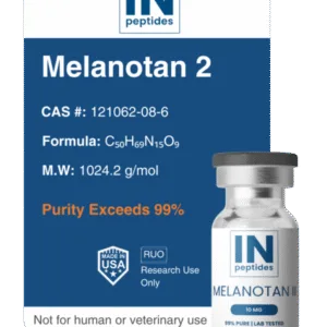 Melanotan 2 peptide vial for skin pigmentation, tanning, and sexual health research