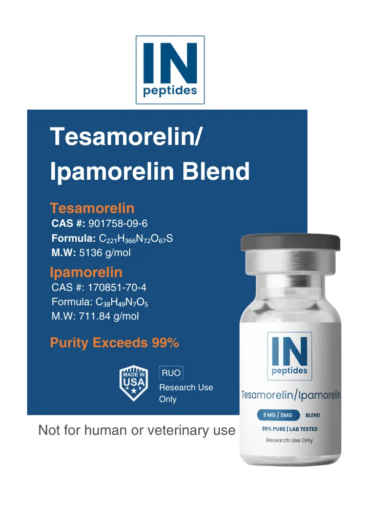 Tesamorelin/Ipamorelin 5mg blend capsules for growth hormone research